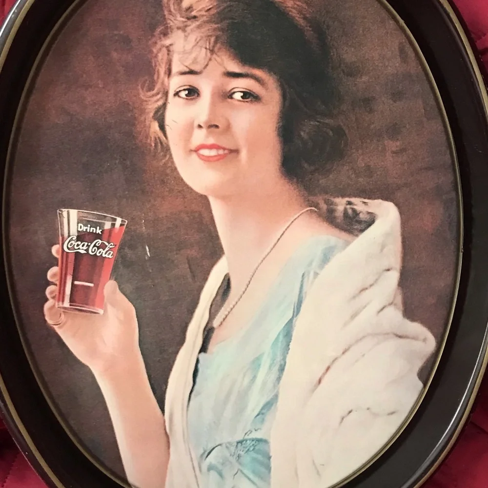 Vintage Coke Cola Oval Tin Metal Serving Tray 1923 Flapper Girl Advertisement